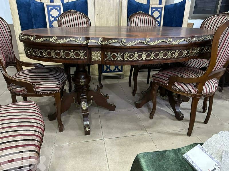 أوضة سفرة ملكية مصرية خشب زان مرصعة نحاس 1