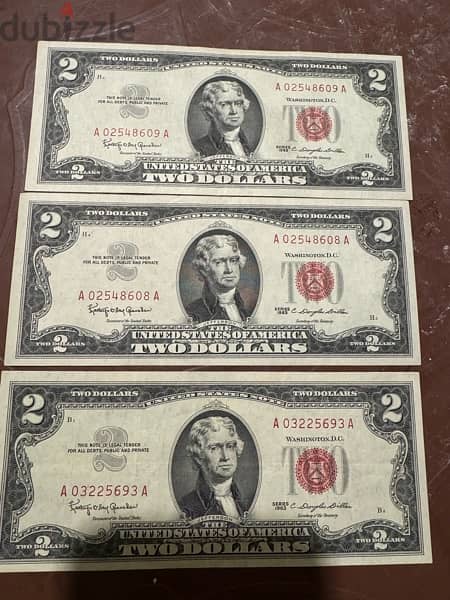 Old USD Banknotes 1$ / 2$ / 5$ 7