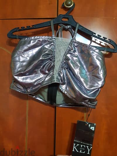 Silver Metalic Crop Top