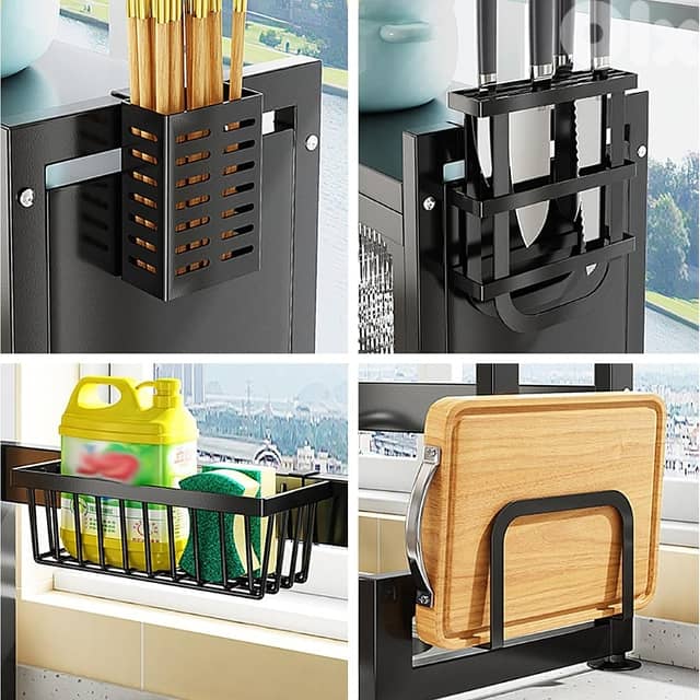 2-Layer Dish Drying Rack, Steel with Door, Black 5