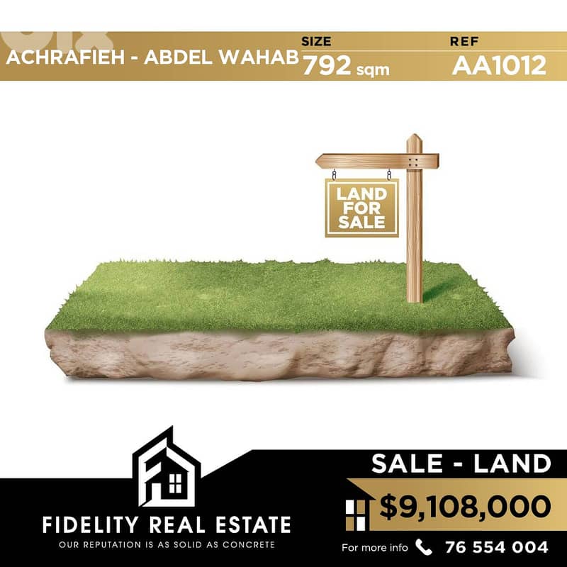 Land for sale in Achrafieh Abed El Wahab AA1012 0
