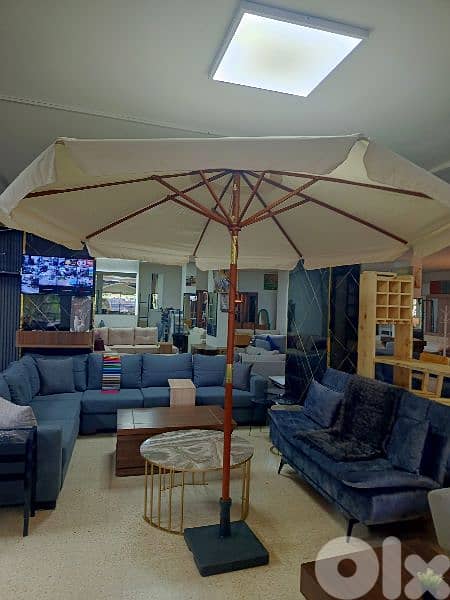wooden umbrella 3m شمسية حبل خشب مع قاعدة 0