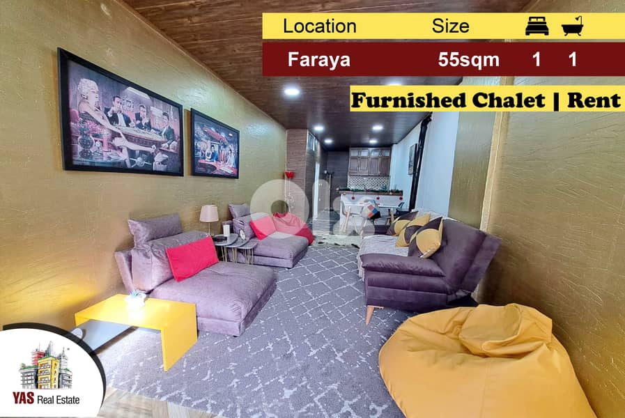 Faraya 55m2 | 15m2 Terrace | Rent | Chalet | Barely Used | Furnished | 0