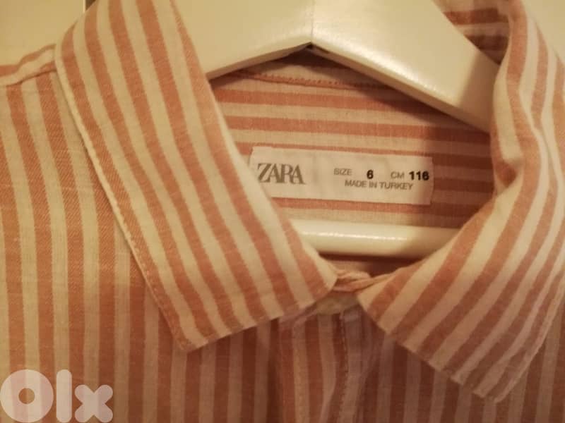 Zara pink striped linen shirt 1