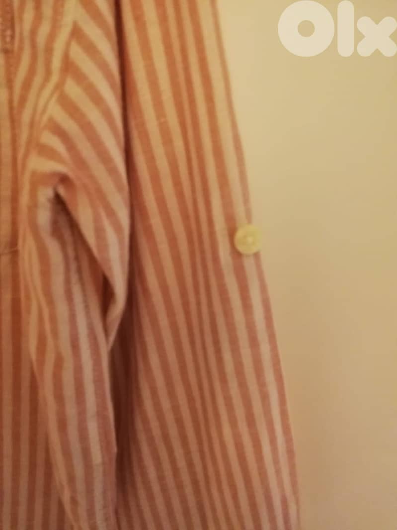 Zara pink striped linen shirt 2