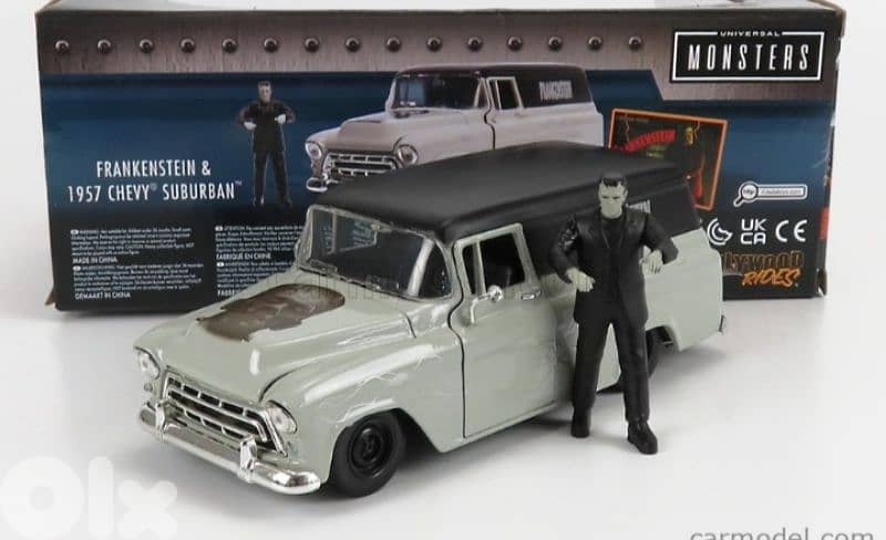 Chevy Suburban '57 (With Frankenstein figure) diecast car model 1;24 0