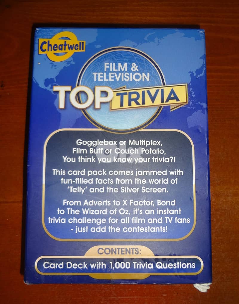Top trivia 1000 film & television questions card game 1