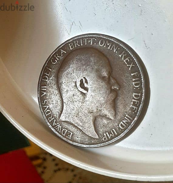 1906 England K. Edward VII one penny bronze coin 0