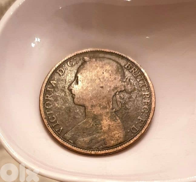 1892 Q. Victoria England one penny bronze coin 0