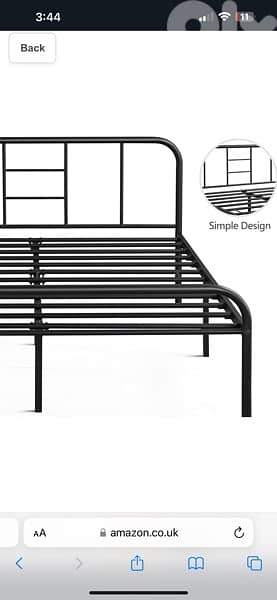 Black Metal Double Bed 4ft6 Iron Bed Frame with Curved Headboard 2