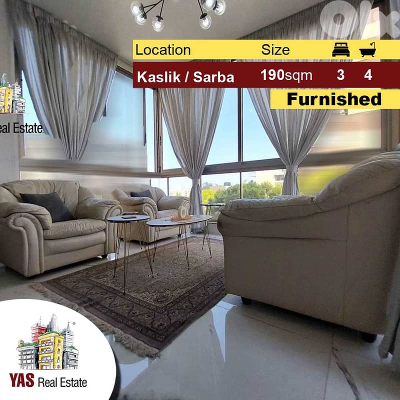 Kaslik/Sarba 190m2 | Luxury | Furnished / Equipped | IV 0