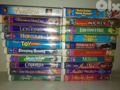 Collection of classic Disney movies on VHS tapes