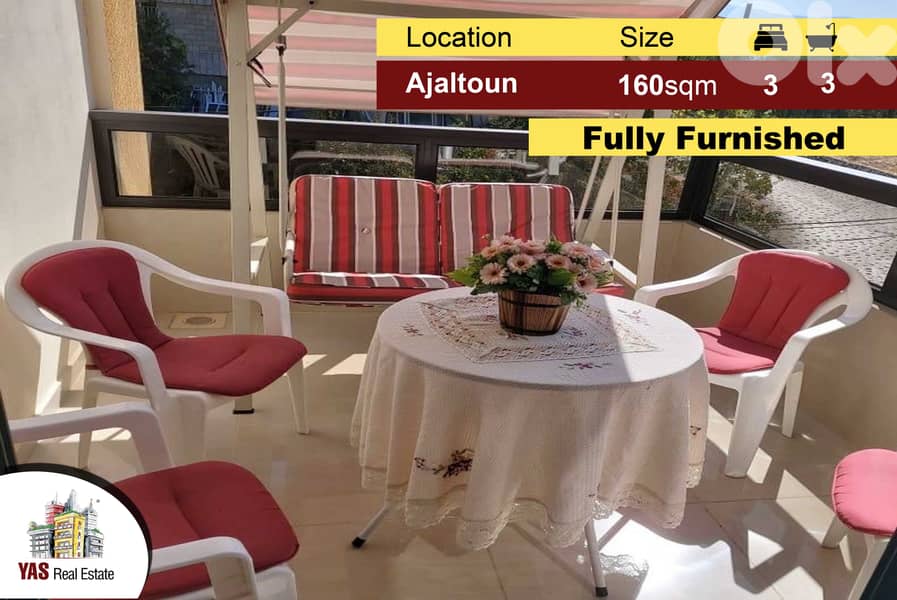Ajaltoun 160m2 | Fully Furnished | Mountain View | Quiet Street | DA | 0