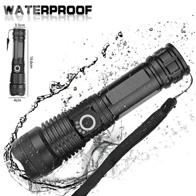 Tactical Torch Light, Bright 7200mAh Flashlight, Metal 16.6cm 3