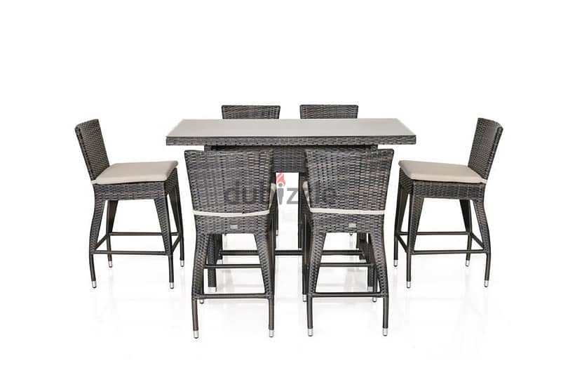 Rattan bar set. table with 6 chairs , Aluminium 0