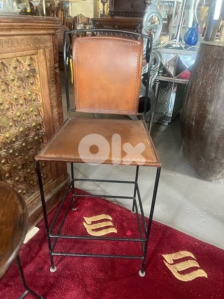 bar chair real leather 0