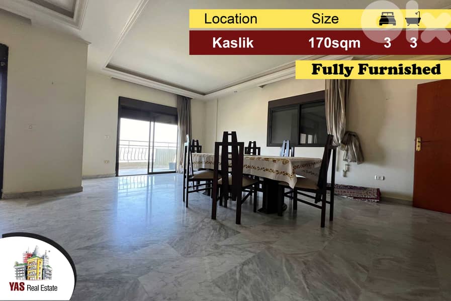 Kaslik 170m2 | Panoramic View | Furnished | Private Street | EH | 0