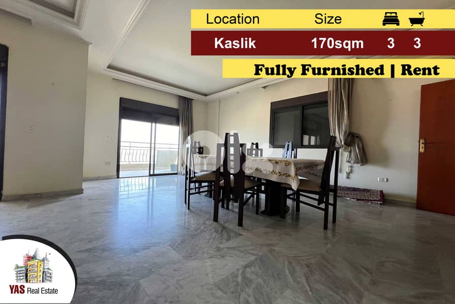Kaslik 170m2 | Rent | Panoramic View | Furnished | Private Street | EH 0