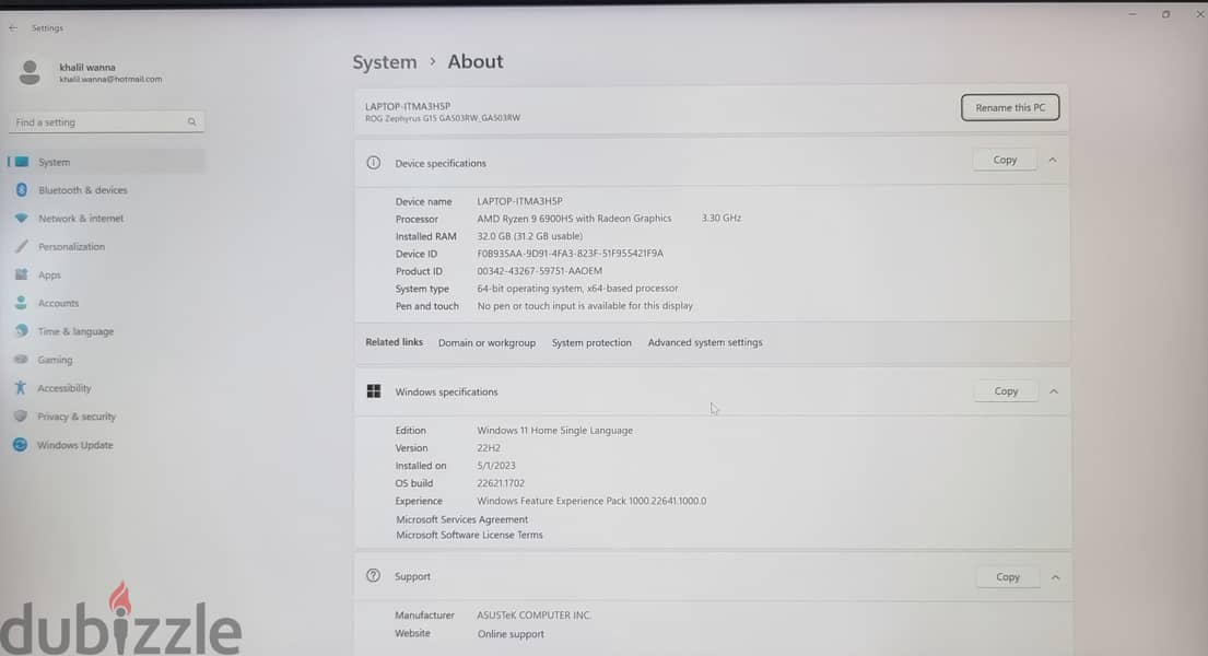ASUS ROG ZEPHYRUS G15 6900HX RTX 3070 Ti 240HZ QHD GAMING LAPTOP 2