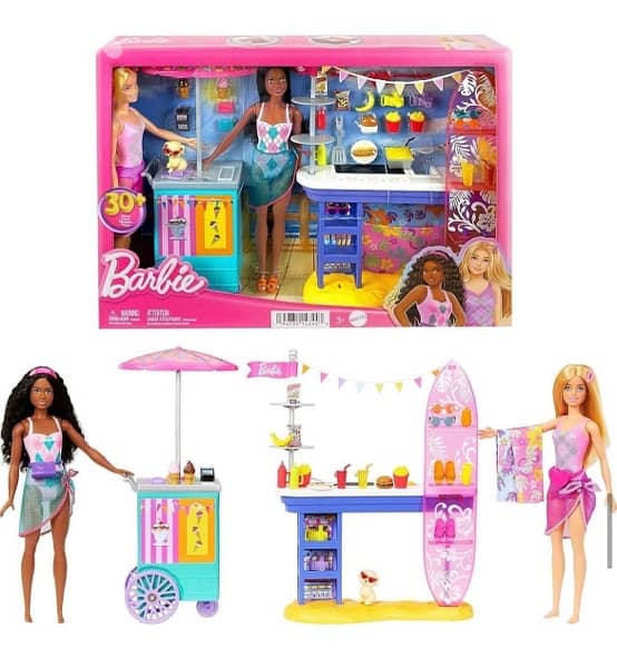 Barbie Beach Boardwalk Playset, 2 Dolls 0