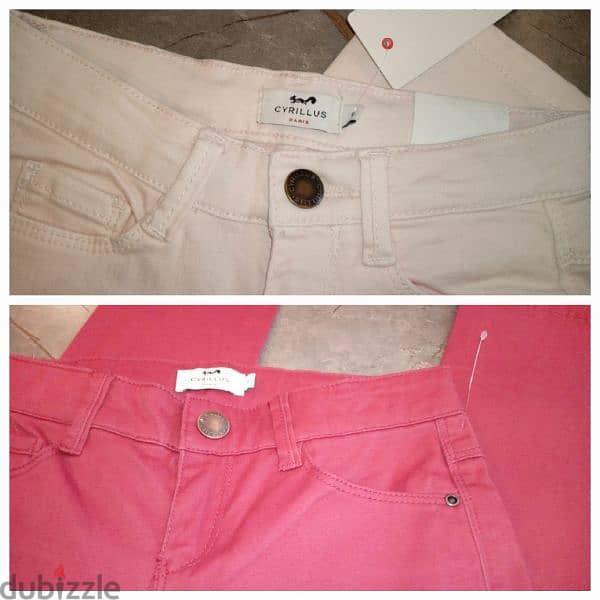 new crillus Paris jeans , bordeau et rose clair, 8 years 0