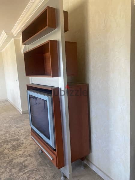 TV Cabinet wood and silver 0
