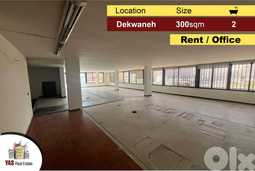 Dekwaneh 300m2 | Generous Office | Rent | Active Street | MJ | 0