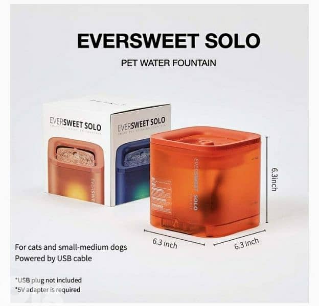 Eversweet Solo. smart pet drinking fountain/4$ delivery 4