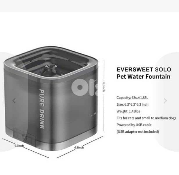 Eversweet Solo. smart pet drinking fountain/4$ delivery 6