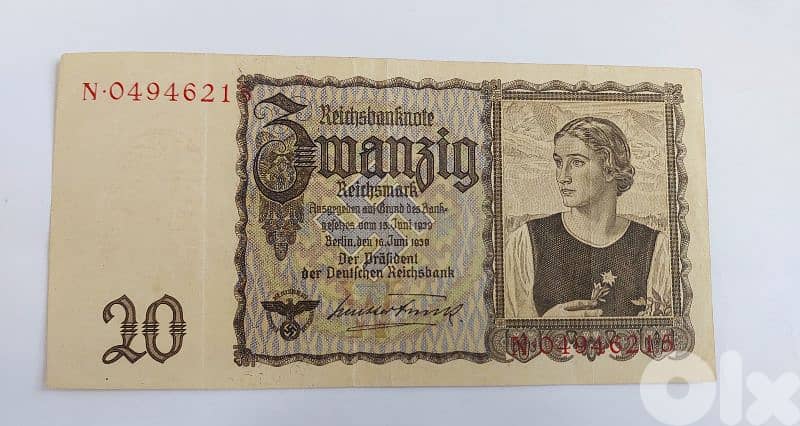 Nazi German Hilter Banknote very fine WW2عملة ورقية الماني نازي 0