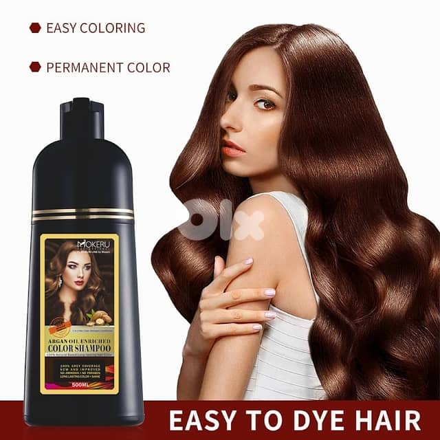 Mokeru Argan Hair Dye Shampoo, White Hair Color Dye, 500ml 1