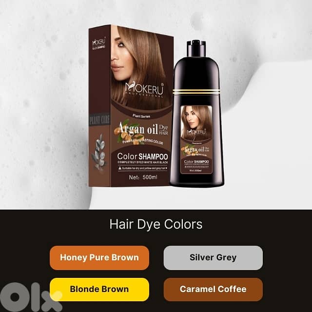 Mokeru Argan Hair Dye Shampoo, White Hair Color Dye, 500ml 3