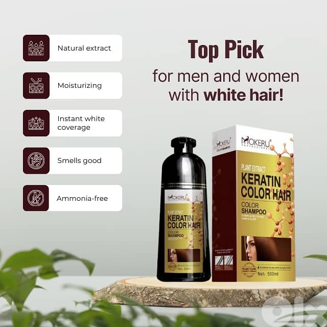 Mokeru Keratin Hair Dye Shampoo, White Hair Color Dye, 500ml 1