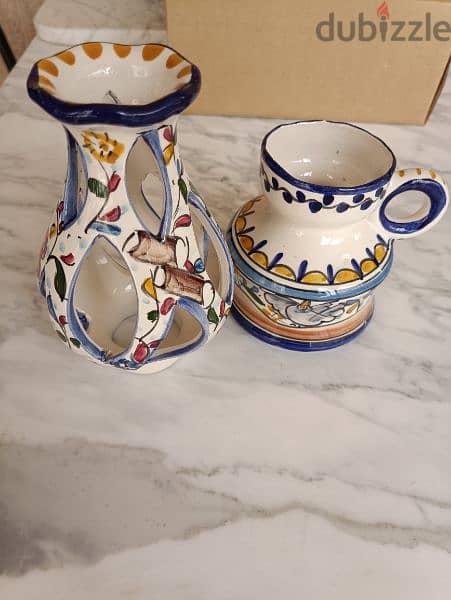 A ceramic hand painted candle holder 1