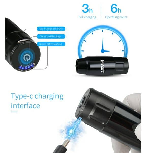 MAST MAGI Rotary TATTOO Pen + Wireless Battery,RCA Connect/4$ delivery 7