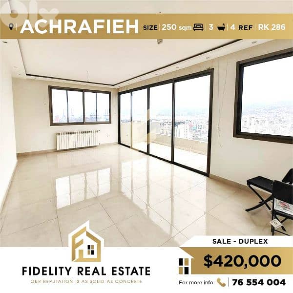 Apartment for sale in Achrafieh duplex RK286 0