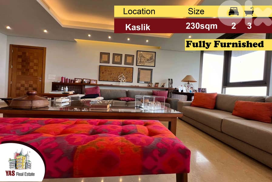 Kaslik 230m2 | Furnished | Panoramic View | Private Street | EH | 0