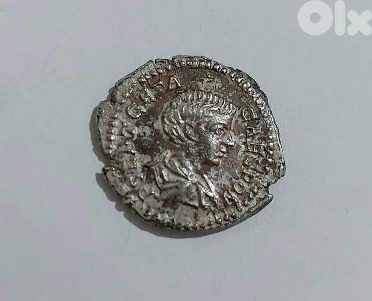 Geta ancient Roman Ceasar Son Septimus Severus silver coin year 200 AD 0
