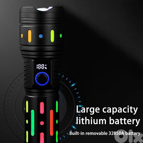 30000W LED Flashlights Zoom Waterproof 10KM Aluminum Torch 10000mAh 6