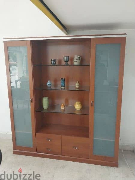 خزانة للمكتب  خشب و زجاج 1