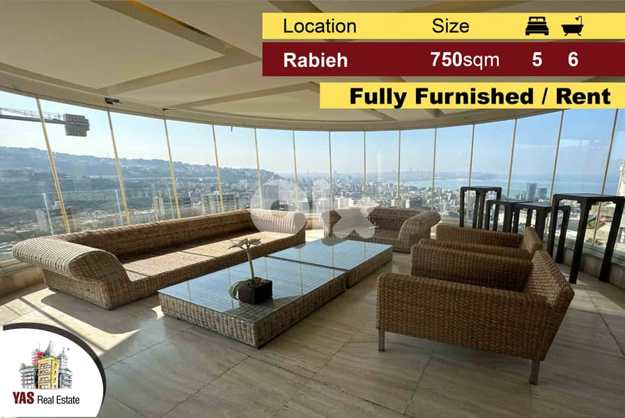 Rabieh 750m2 | Classy Apartment | Furnished | Killer View | Rent | MJ 0