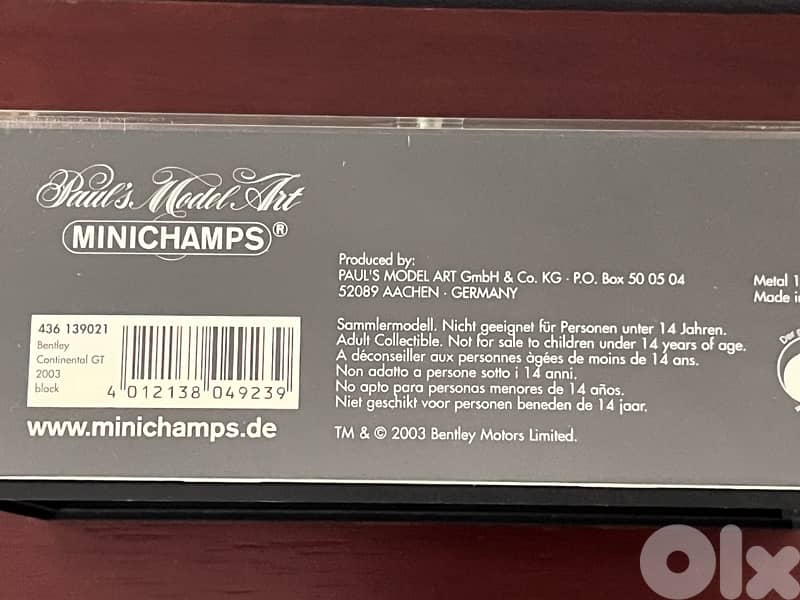 Bentley continental GT 2003 Minichamps 1:43 2