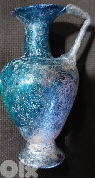 Ancient Roman blue Glass Jug Antique from 1st century 12 cm 1