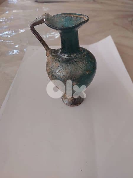 Ancient Roman blue Glass Jug Antique from 1st century 12 cm 2