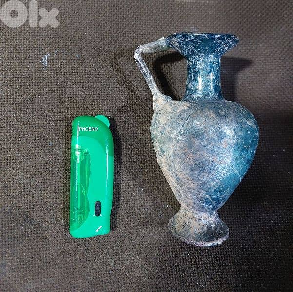 Ancient Roman blue Glass Jug Antique from 1st century 12 cm 4