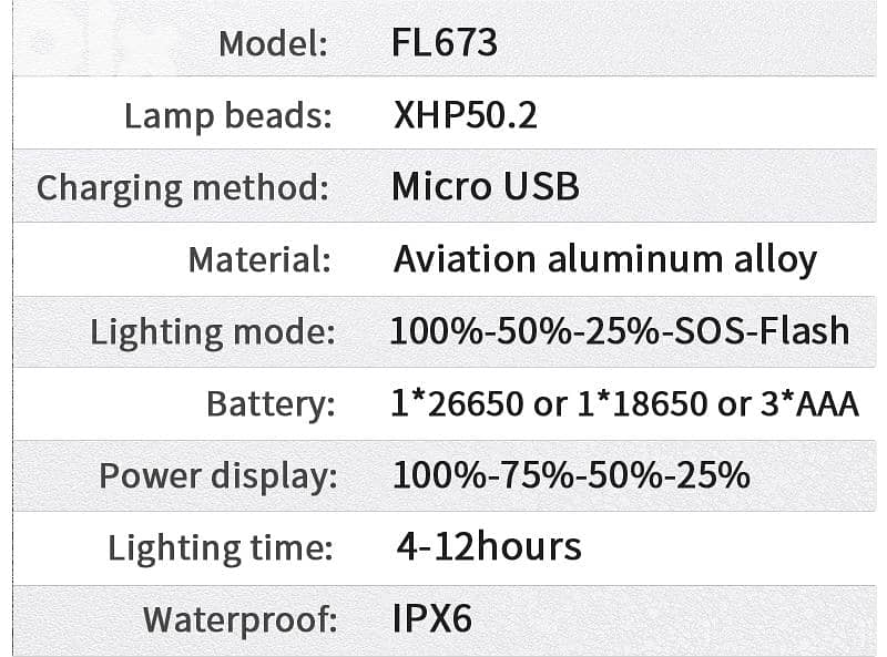 XHP Flash Light With 26650 Big Battery 4