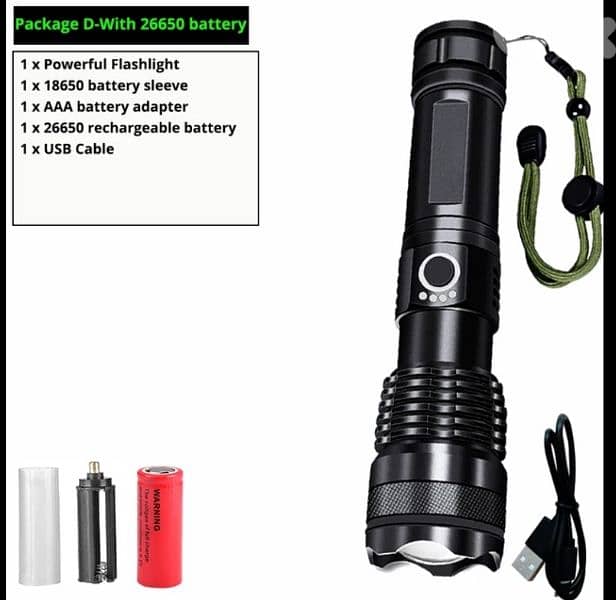 XHP Flash Light With 26650 Big Battery 5