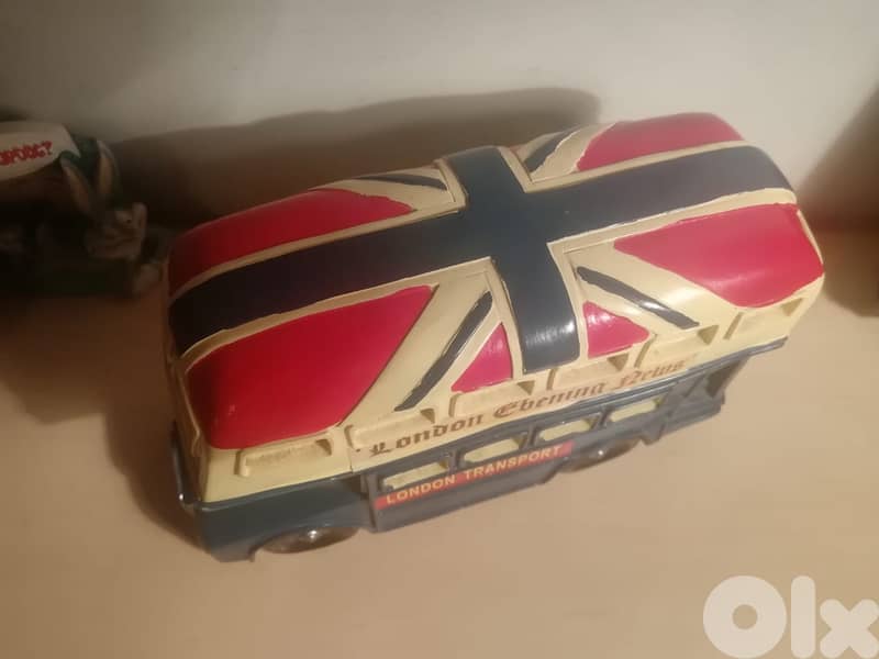 Retro style decorative London bus ceramic money bank 21cm 1