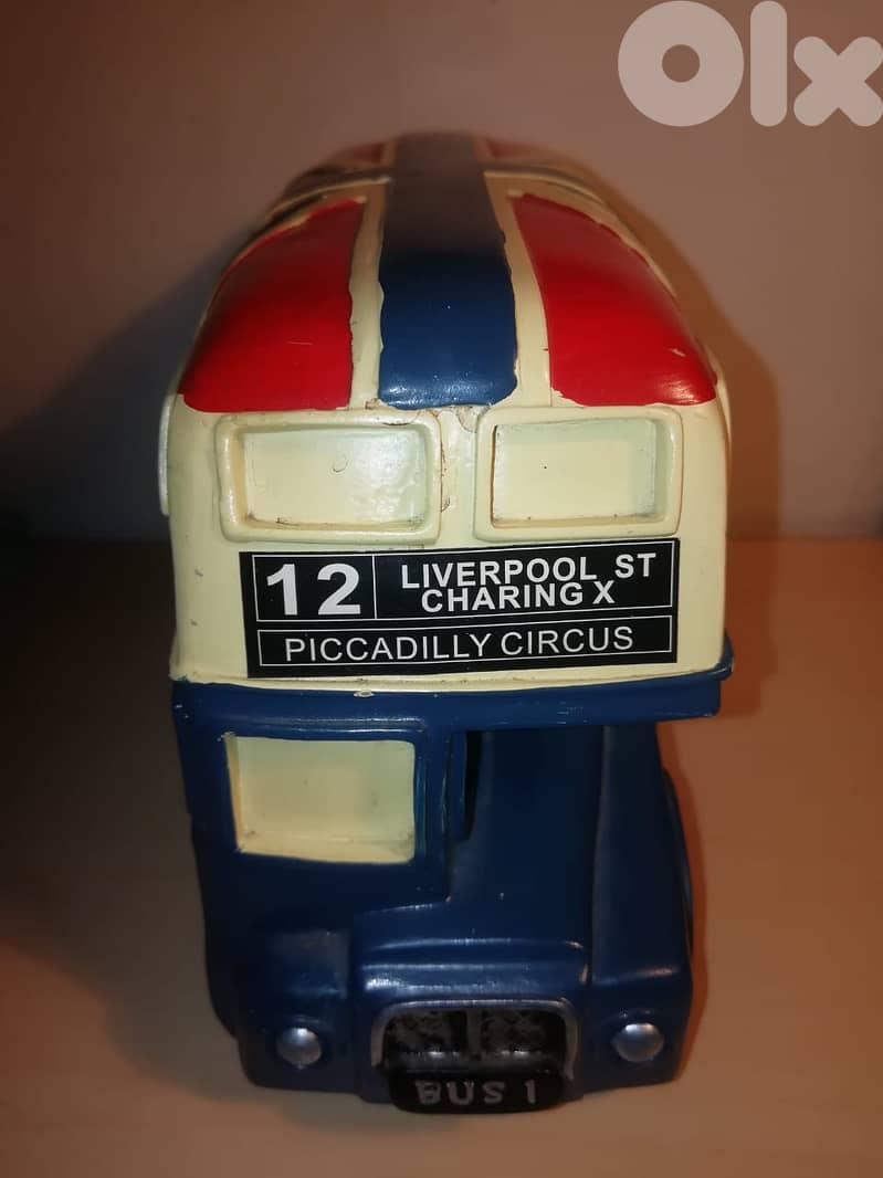 Retro style decorative London bus ceramic money bank 21cm 2