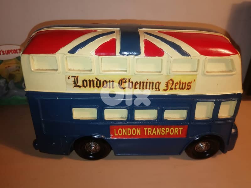 Retro style decorative London bus ceramic money bank 21cm 3